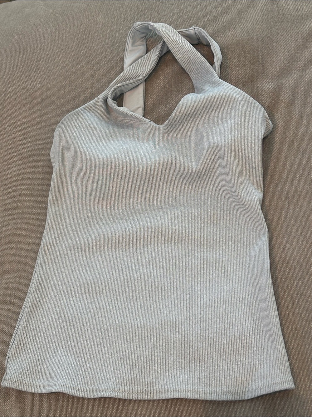 ALO Yoga Ribbed Halter Tank Top - Light Gray